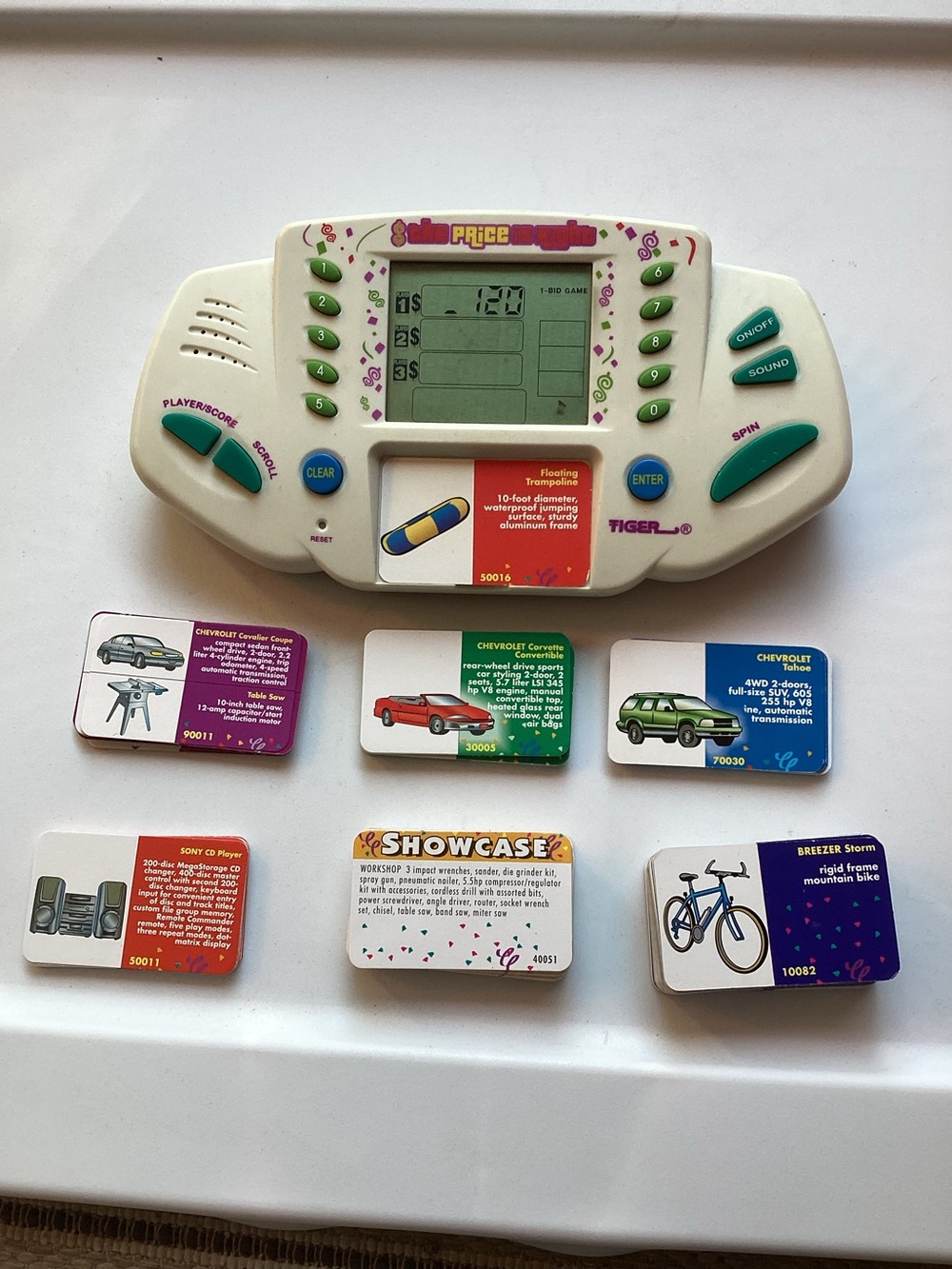 Vintage The Price Is Right Handheld Game w/Cards Cartridge TIGER Tested Working